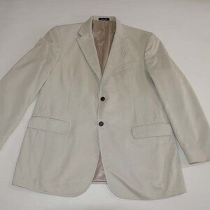 Travel Smith Men's Sport Coat Size 44 Long Beige 100% Polyester 2 Button Blazer